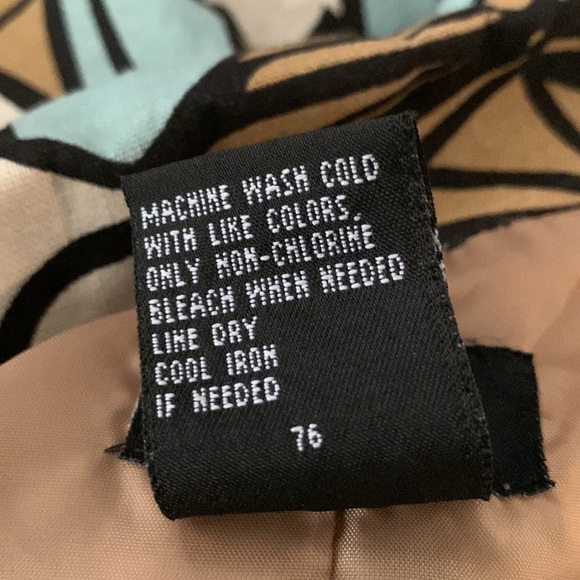 R.Q.T Linen Boxy Teal Cream Brown Graphic Cropped Lightweight Blazer Sz 12P - Picture 7 of 10